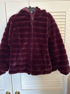 Charlie B  faux fur reversible jacket. Warm Large true to size